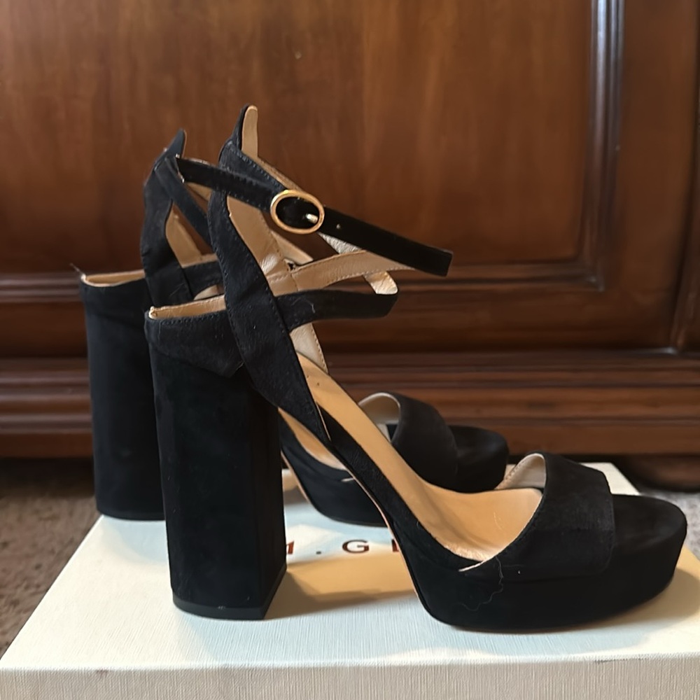 NWT - M. Gemi The Notte Due Black high heel leather platform sandal